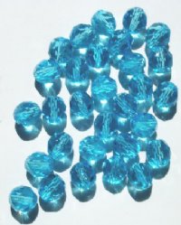 25 8mm Faceted Aqua Firepolish Beads